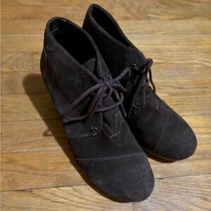 Dark Brown TOMS Wedge Booties